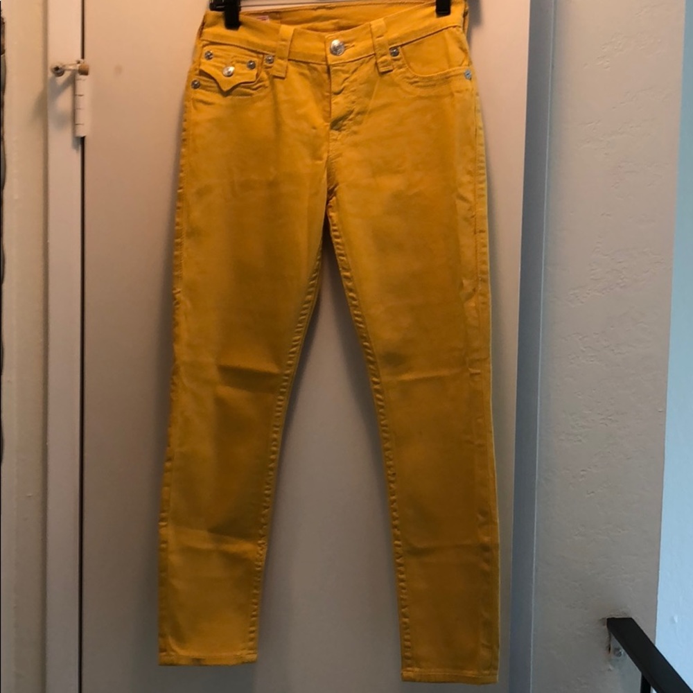 TRUE RELIGION Brooklyn Skinny Jeans yellow size 27